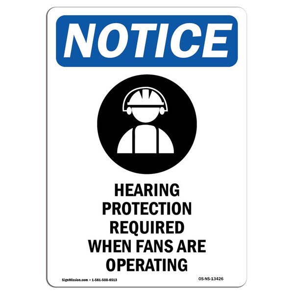 Signmission OSHA Sign, Hearing Protection, 14in X 10in Aluminum, 10" W, 14" H, Portrait, OS-NS-A-1014-V-13426 OS-NS-A-1014-V-13426 - main